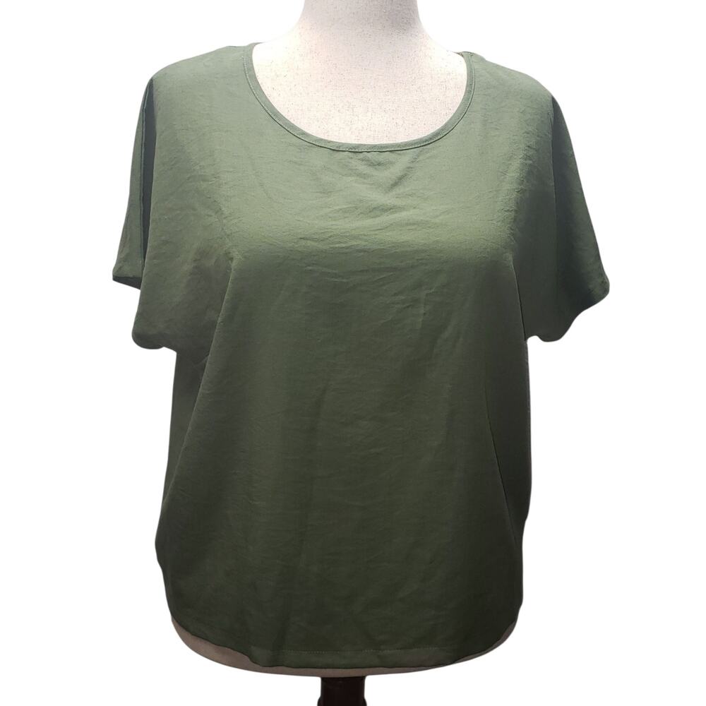 Unbranded Olive Green Blouse XL NWOT Minimalist Coastal Grandma Summer Top